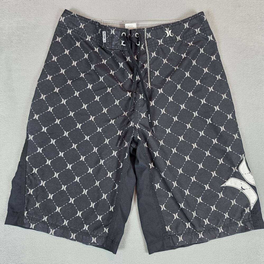 Hurley Phantom Board Shorts Mens Size 32 Black Gray Surf Swim Trunks Beach